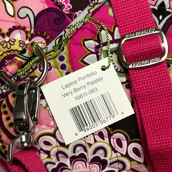 Vera Bradley Laptop Portfolio Hard Shell Computer Travel Very Berry Paisley NWT - Picture 6 of 6
